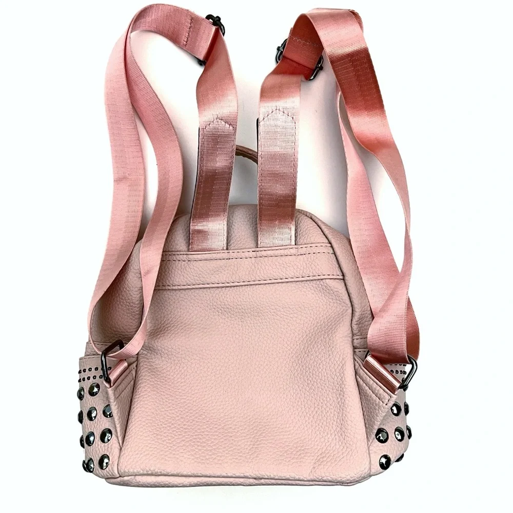 New w/o Tags Mini Rivet Studded Backpack Adjustable Straps Soft Pink two pockets